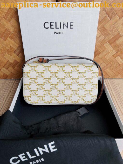 Replica Celine Claude Shoulder Bag in White Triomphe Canvas 14