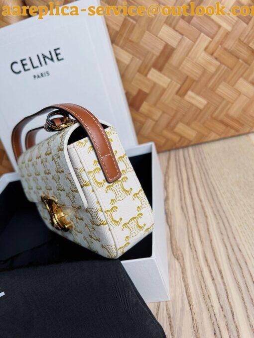 Replica Celine Claude Shoulder Bag in White Triomphe Canvas 17