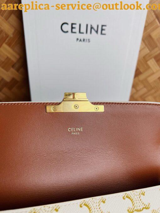 Replica Celine Claude Shoulder Bag in White Triomphe Canvas 19