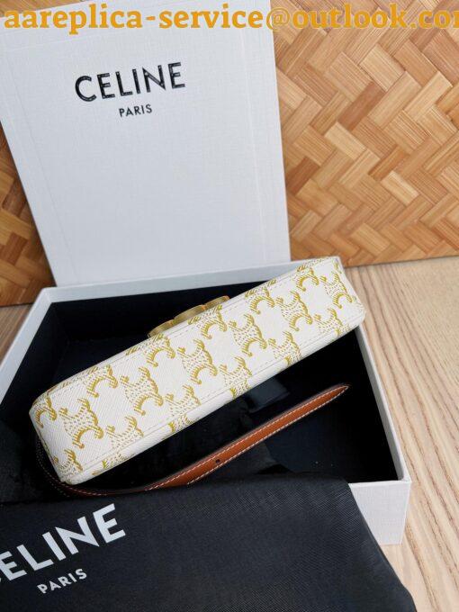 Replica Celine Claude Shoulder Bag in White Triomphe Canvas 20