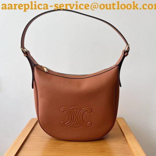 Replica Celine Heloise Cuir Triomphe Bag in Brown Calfskin 9