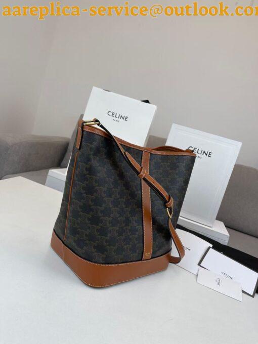 Replica Celine Medium Bucket Bag In Triomphe Canvas and Calfskin 12