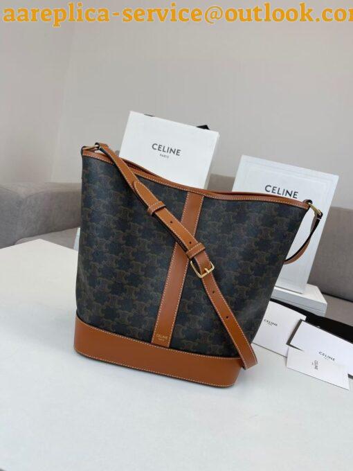 Replica Celine Medium Bucket Bag In Triomphe Canvas and Calfskin 13