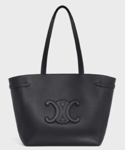 Replica Celine Medium Cabas Anais Cuir Triomphe Bag in Black Leather