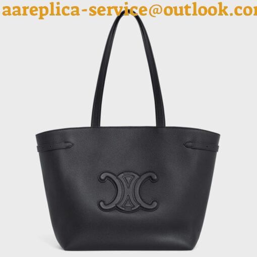 Replica Celine Medium Cabas Anais Cuir Triomphe Bag in Black Leather