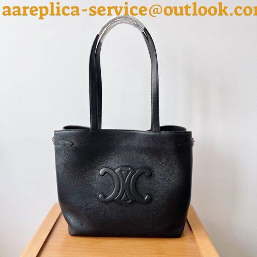 Replica Celine Medium Cabas Anais Cuir Triomphe Bag in Black Leather 3