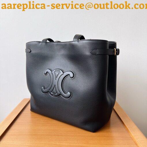 Replica Celine Medium Cabas Anais Cuir Triomphe Bag in Black Leather 8