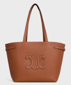 Replica Celine Medium Cabas Anais Cuir Triomphe Bag in Brown Leather