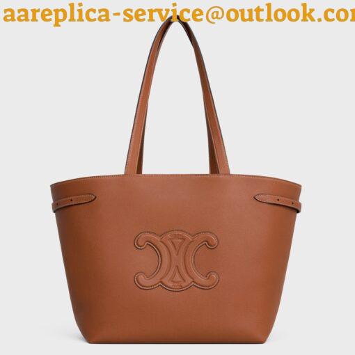 Replica Celine Medium Cabas Anais Cuir Triomphe Bag in Brown Leather