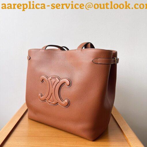 Replica Celine Medium Cabas Anais Cuir Triomphe Bag in Brown Leather 4