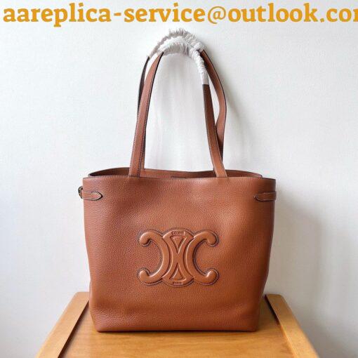 Replica Celine Medium Cabas Anais Cuir Triomphe Bag in Brown Leather 11