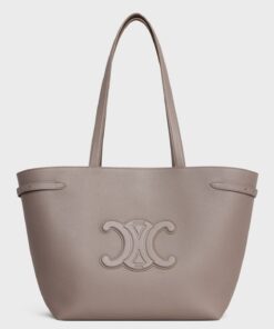 Replica Celine Medium Cabas Anais Cuir Triomphe Bag in Grey Leather