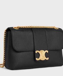 Replica Celine Medium Victoire Bag in Black Calfskin