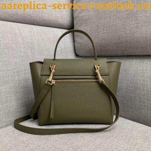 Replica Celine Micro Belt Bag In Army Green Grained Calfskin 4