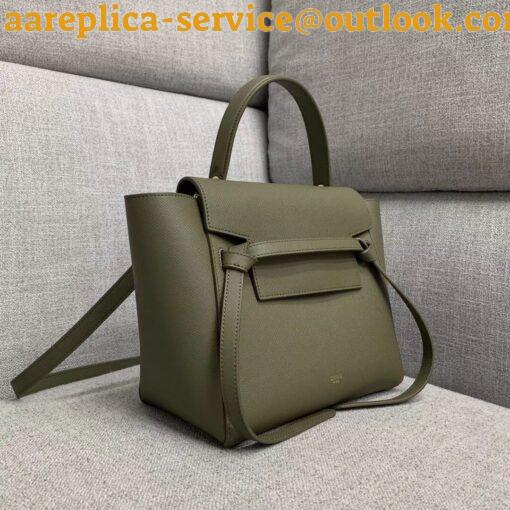 Replica Celine Micro Belt Bag In Army Green Grained Calfskin 5