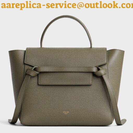 Replica Celine Micro Belt Bag In Army Green Grained Calfskin 6