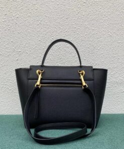 Replica Celine Micro Belt Bag In Black Grained Calfskin