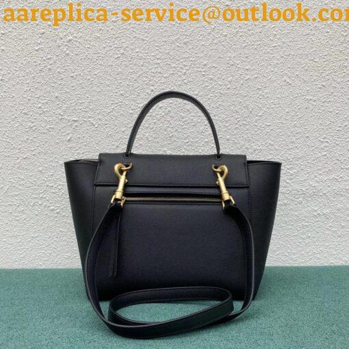 Replica Celine Micro Belt Bag In Black Grained Calfskin