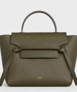 Replica Celine Micro Belt Bag In Dark Olive Grained Calfskin