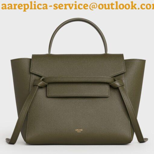 Replica Celine Micro Belt Bag In Dark Olive Grained Calfskin