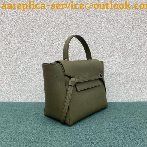 Replica Celine Micro Belt Bag In Dark Olive Grained Calfskin 3