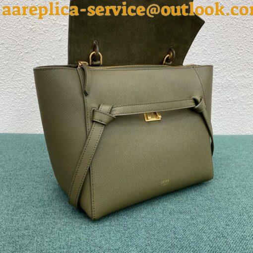 Replica Celine Micro Belt Bag In Dark Olive Grained Calfskin 5