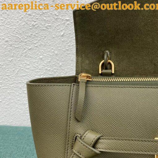 Replica Celine Micro Belt Bag In Dark Olive Grained Calfskin 12