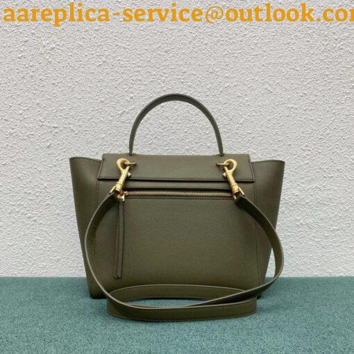 Replica Celine Micro Belt Bag In Dark Olive Grained Calfskin 13