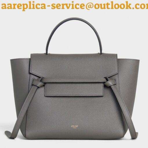 Replica Celine Micro Belt Bag In Grey Grained Calfskin