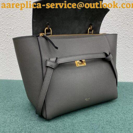 Replica Celine Micro Belt Bag In Grey Grained Calfskin 5