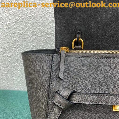 Replica Celine Micro Belt Bag In Grey Grained Calfskin 11