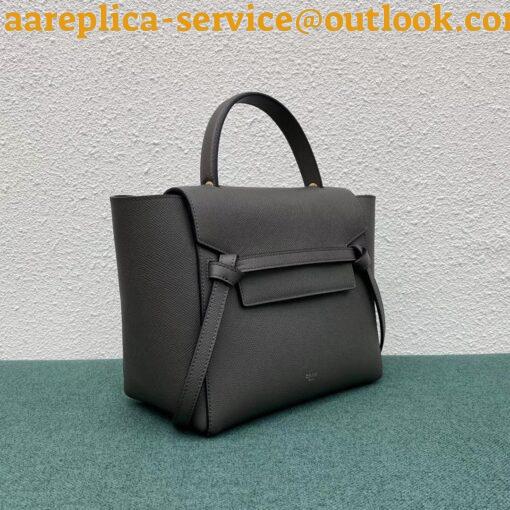 Replica Celine Micro Belt Bag In Grey Grained Calfskin 12