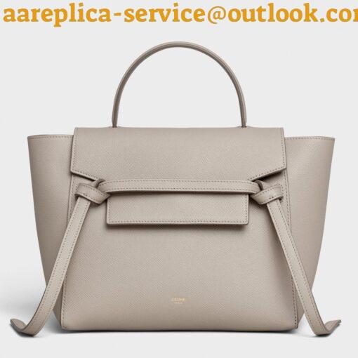 Replica Celine Micro Belt Bag In Light Taupe Grained Calfskin