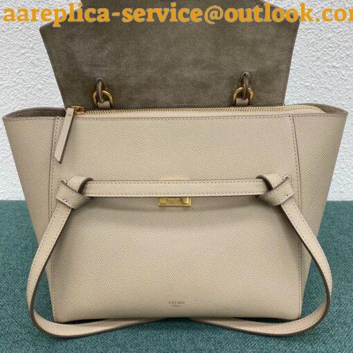 Replica Celine Micro Belt Bag In Light Taupe Grained Calfskin 4