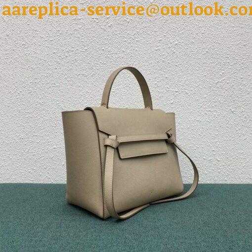 Replica Celine Micro Belt Bag In Light Taupe Grained Calfskin 7