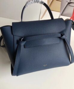 Replica Celine Micro Belt Bag In Navy Blue Grained Calfskin