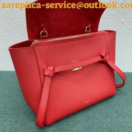 Replica Celine Micro Belt Bag In Red Grained Calfskin 4