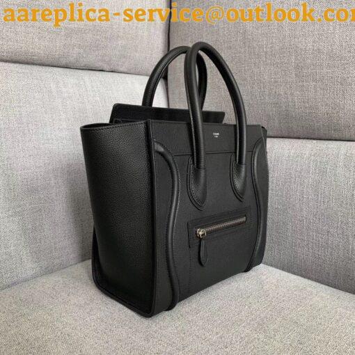 Replica Celine Micro Luggage Tote Bag In Black Drummed Calfskin 4