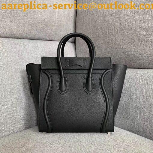 Replica Celine Micro Luggage Tote Bag In Black Drummed Calfskin 6