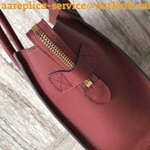 Replica Celine Micro Luggage Tote Bag In Dark Red Drummed Calfskin 8