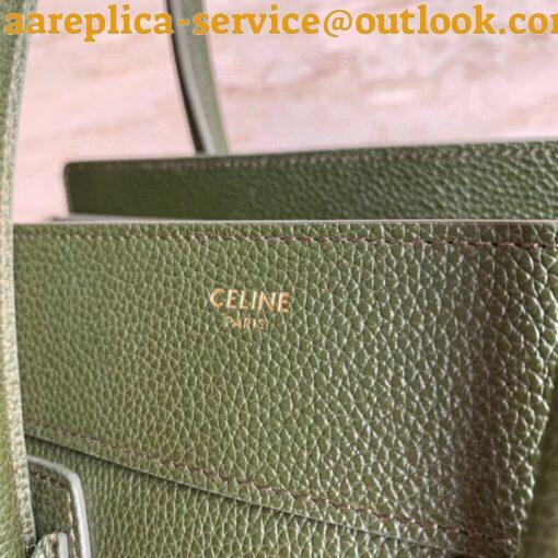 Replica Celine Micro Luggage Tote Bag In Khaki Green Drummed Calfskin 3