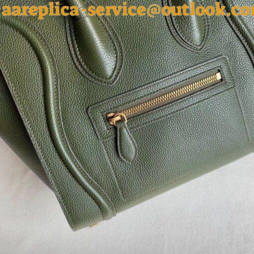 Replica Celine Micro Luggage Tote Bag In Khaki Green Drummed Calfskin 4