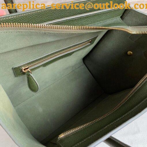 Replica Celine Micro Luggage Tote Bag In Khaki Green Drummed Calfskin 9