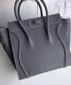 Replica Celine Micro Luggage Tote Bag In Kohl Drummed Calfskin 2