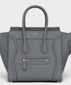 Replica Celine Micro Luggage Tote Bag In Kohl Drummed Calfskin