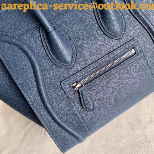 Replica Celine Micro Luggage Tote Bag In Navy Blue Drummed Calfskin 3