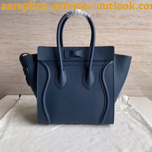 Replica Celine Micro Luggage Tote Bag In Navy Blue Drummed Calfskin 5