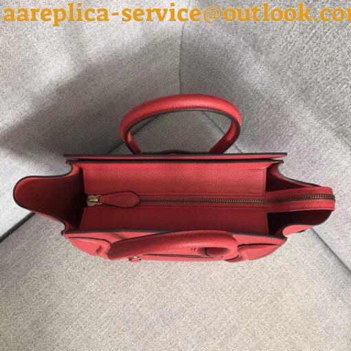 Replica Celine Micro Luggage Tote Bag In Red Drummed Calfskin 3