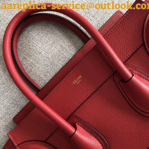 Replica Celine Micro Luggage Tote Bag In Red Drummed Calfskin 9