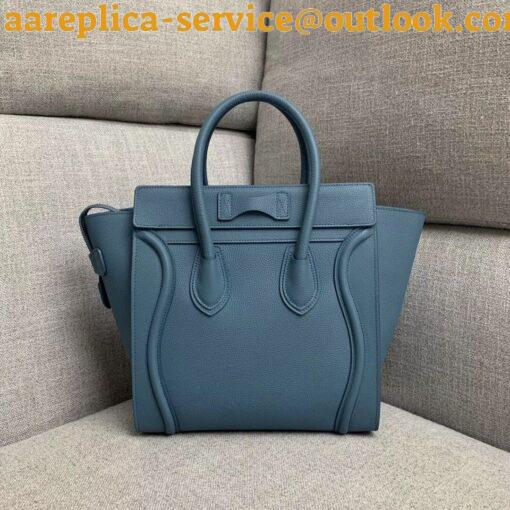 Replica Celine Micro Luggage Tote Bag In Slate Blue Drummed Calfskin 8